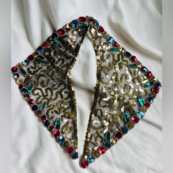 Handmade Vintage sequined collar made in Belgium Like New!! - Picture 2 of 11